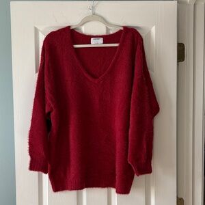 Old Navy Women's V-Neck Sweater in Rich Red